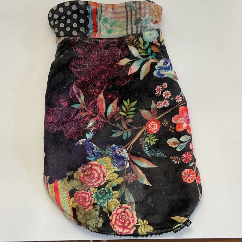 Johnny Was Black Floral Dog Coat